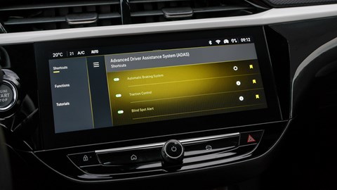 Vauxhall Corsa Electric (2023) review: infotainment system, black trim