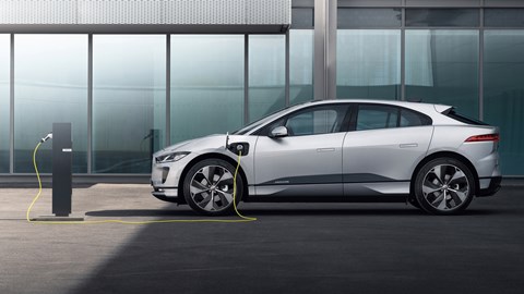 Jaguar i-Pace review - silver, side, charging