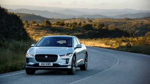 Jaguar i-Pace review - silver, front, driving