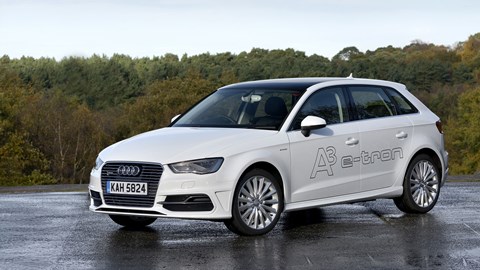 Audi A3 Sportback e-Tron review - front view, white