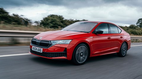 Skoda Octavia Hatch review - front, red, Sportline, driving