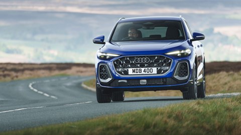 Audi Q5 Sportback review - front, blue, driving round corner