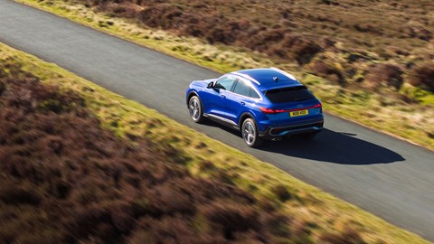 Audi Q5 Sportback review - rear, top, blue, driving