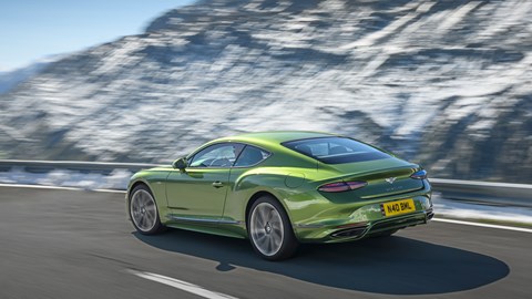 Bentley Continental GT Speed plug-in hybrid - rear, green, driving