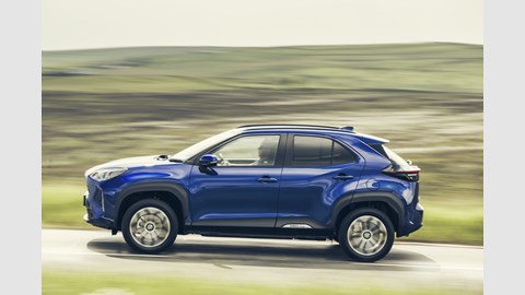 Yaris Cross side on the road