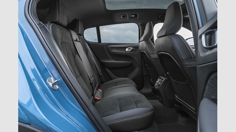 Volvo C40 rear seats: cramped door openings, but comfy for two adults