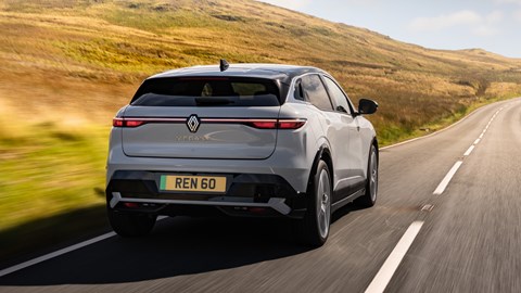 Renault Megane E-Tech Electric rear three quarter driving