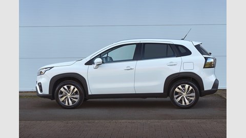 Suzuki S-Cross (2022) review: white car, side view
