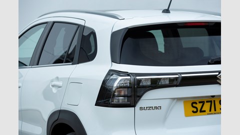 Suzuki S-Cross (2022) review: rear lights, detail shot, white car