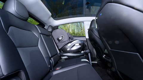 Tesla Model Y (2025) review: rear seats, black faux leather upholstery