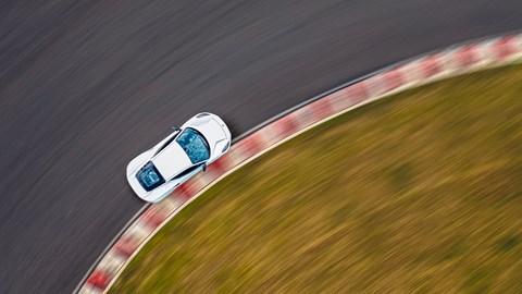 Lotus Emira review, overhead view, on track