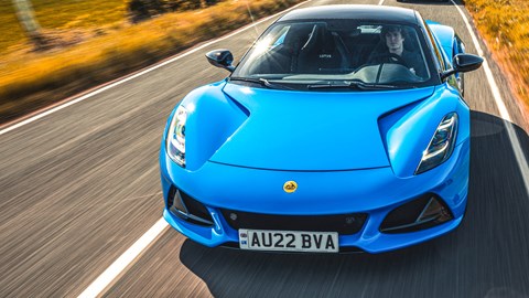 Lotus Emira review, front view, driving