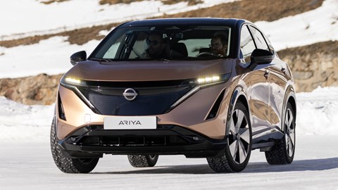 Nissan Ariya front cornering on ice
