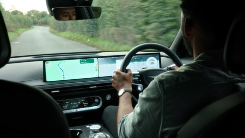 Genesis GV60 facelift interior driving shot