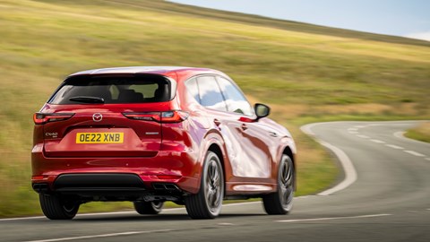 Mazda CX60 review (2022) rear view, driving