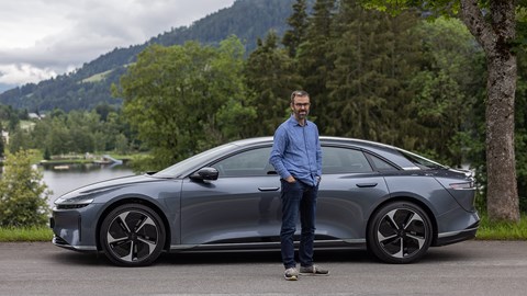 Author Tim Pollard and the Lucid Air