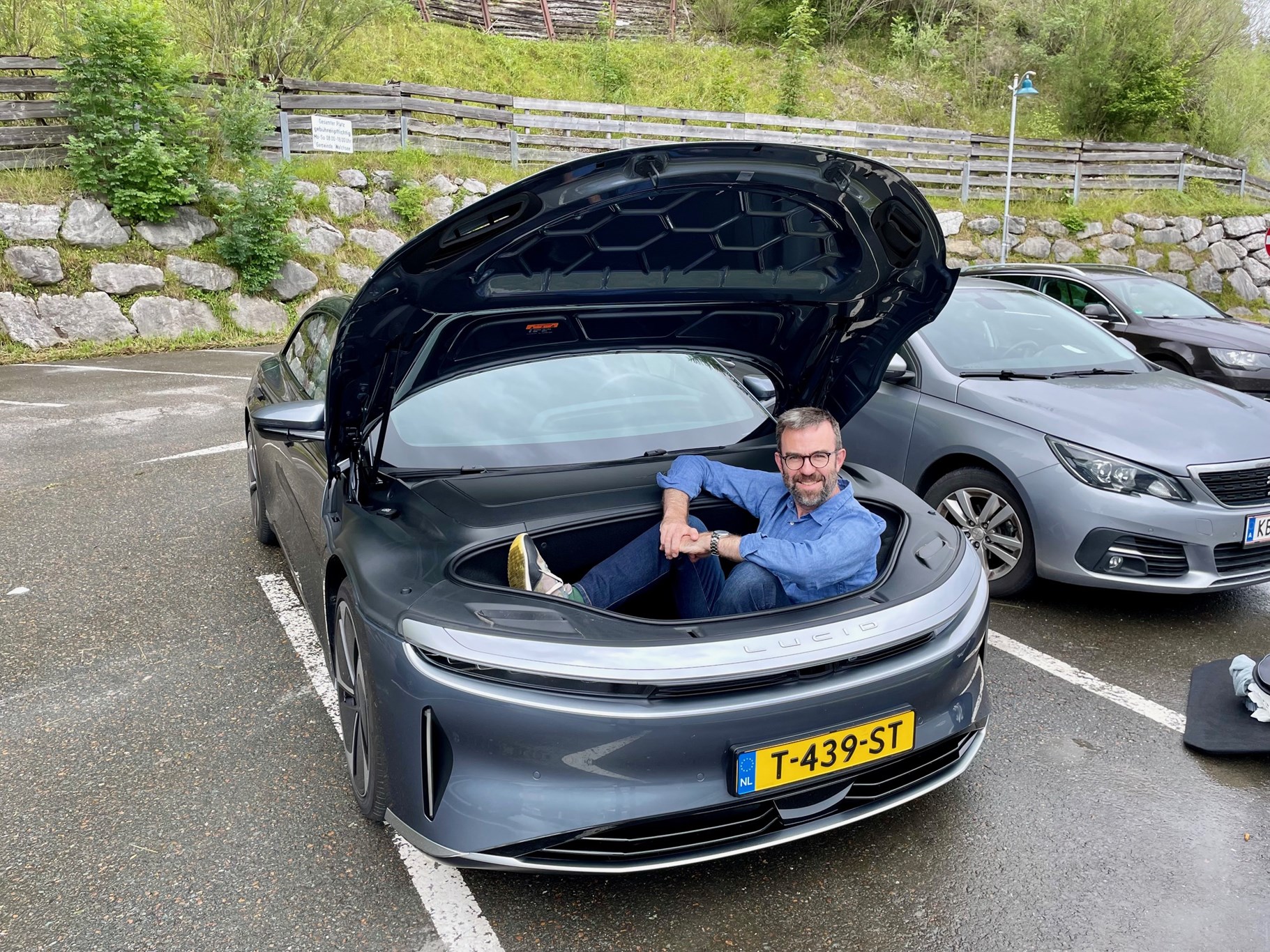 The 283-litre frunk is so big, author TIm Pollard can fit in it!