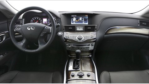 The cabin of the new Infiniti M35 Hybrid. Plenty of toys