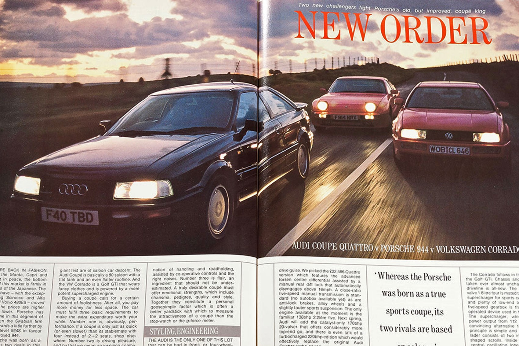 New order: Audi Coupe Quattro vs Porsche 944 vs VW Corrado G60 (CAR  archive, 1989)