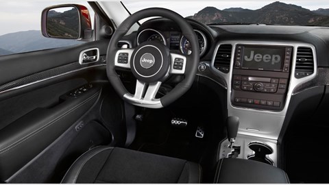 Carbon fibre highlights lift the SRT8's cabin