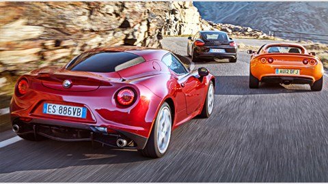 Alfa Romeo 4C vs Lotus Elise S vs Porsche Cayman (2014) review