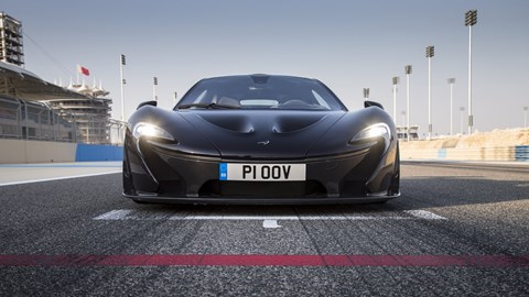 McLaren P1 review, Bahrain, black, dead-on front view