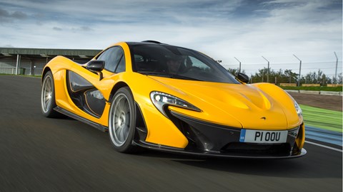 McLaren P1 review, yellow, front view, driving