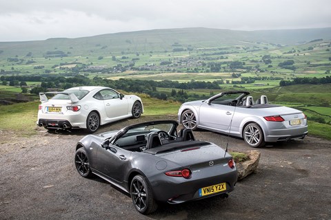 The MX-5 wins our group test, with the Toyota GT86 taking second, and the Audi TTS finishing last