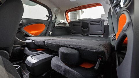 Rear seats can fold flatter than the Twingo