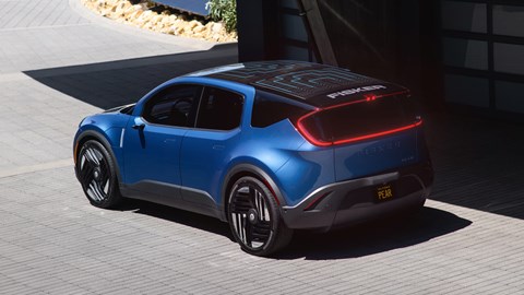 Fisker Pear electric SUV - top rear view, blue
