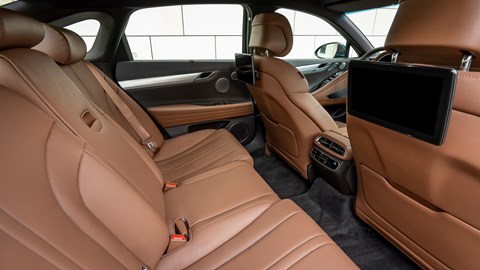 Genesis Electrified G80 review, rear seats with optional screens