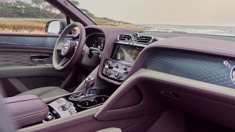 Bentley Bentayga EWB review - interior, front seats, purple