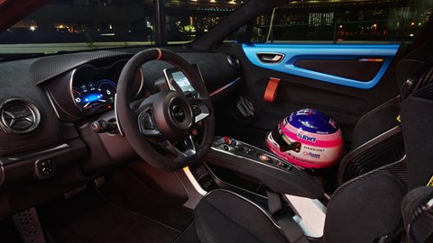 Alpine A110 R Fernando Alonso Edition - interior, with Fernando's helmet on passenger seat