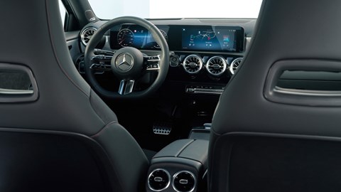 Mercedes-Benz A-Class - 2022 facelift interior, viewed through gap between rear seats
