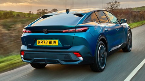 Peugeot 408 crossover review on CAR magazine - rear view, driving, countyrside