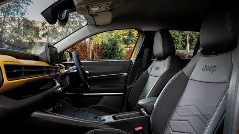 Jeep Avenger (2023) review: front seats, black upholstery