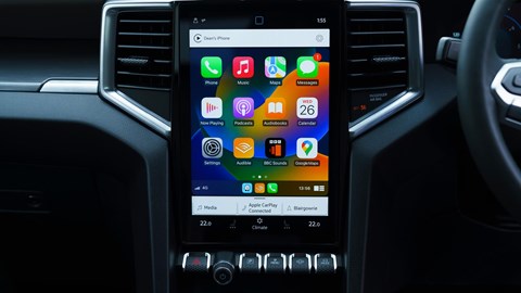 VW Amarok infotainment screen with shortcut buttons