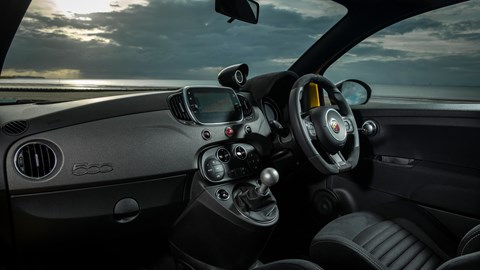 Abarth 595 (2022) review: dashboard and steering wheel