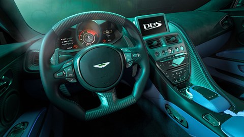 Aston Martin DBS 770 Ultimate interior showing steering wheel