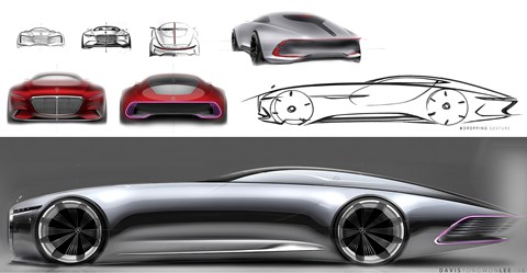 Design sketches for the Vision Mercedes-Maybach 6
