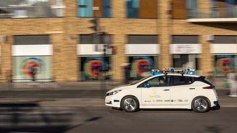 Nissan autonomous vehicle driving in East London