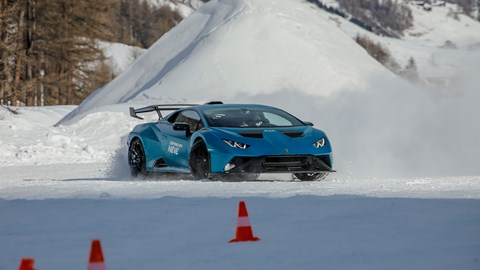 How to drive on ice: Lamborghini Huracan STO slalom course