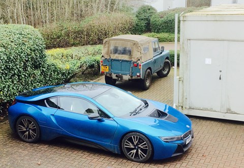 BMW i8 meets a Series Land Rover
