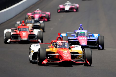 A selection of IndyCars qualifying for the Indy 500