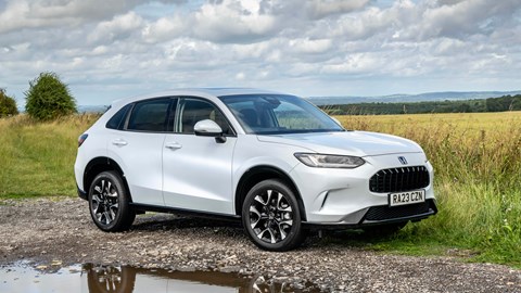 Honda ZR-V (2023) review: front three quarter static, white, countryside background