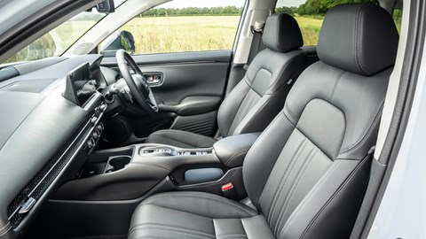 Honda ZR-V (2023) review: front seats, black leather upholstery