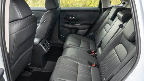 Honda ZR-V (2023) review: rear seats, black leather upholstery