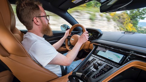 Aston Martin DB12 being driven - interior
