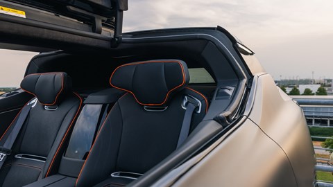 HiPhi X electric SUV review - rear seats, roof panel open