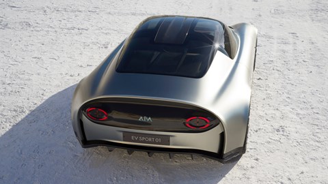 AIM EV Sport 01 electric car - top rear view, silver